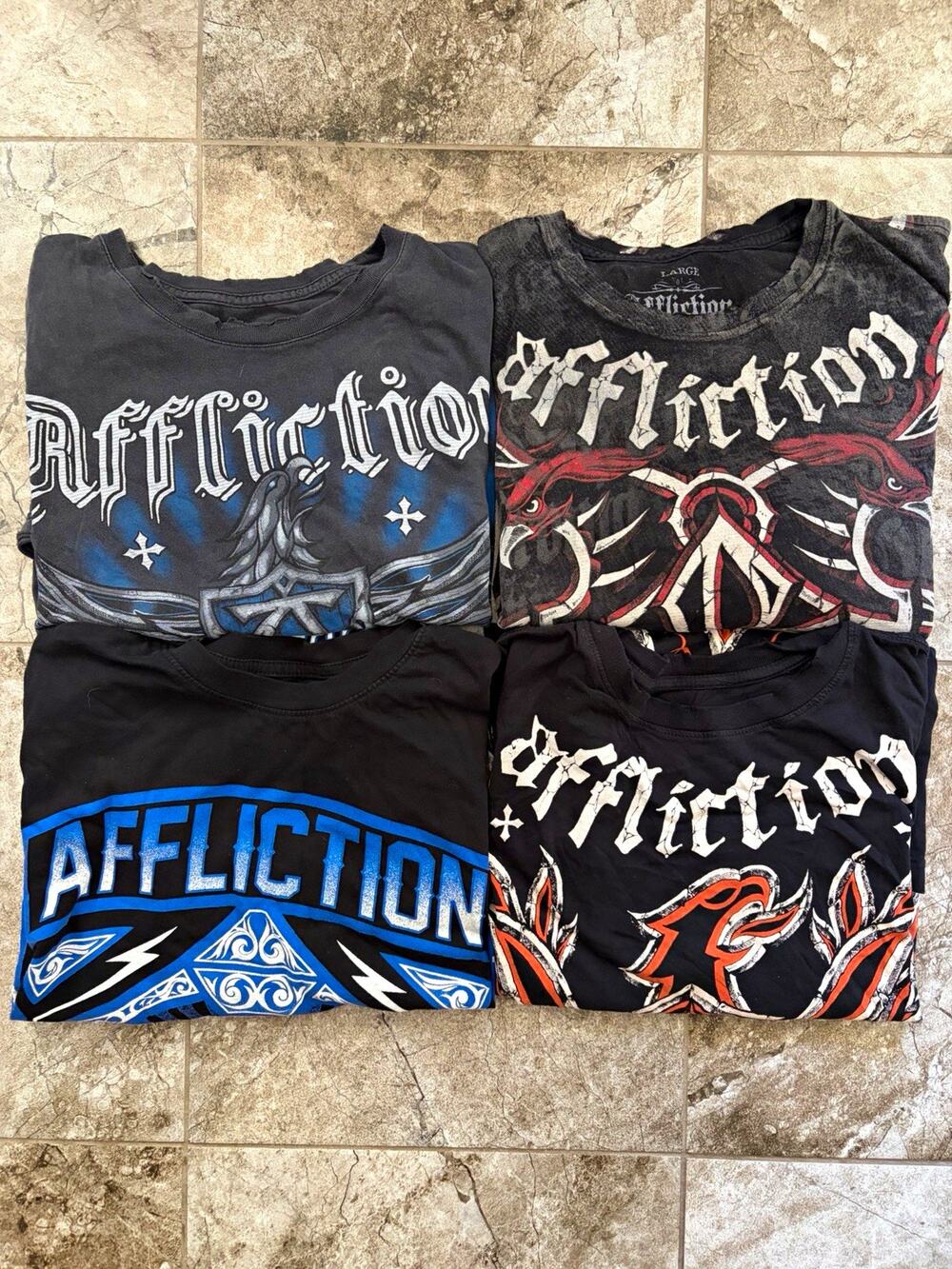 Vintage Lot 4 Affliction Georges St-Pierre Graphic T-Shirt Size L Black (0198)